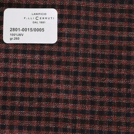 2801-0015/0005 Cerruti Lanificio - Vải Suit 100% Wool - Đỏ Caro Đen